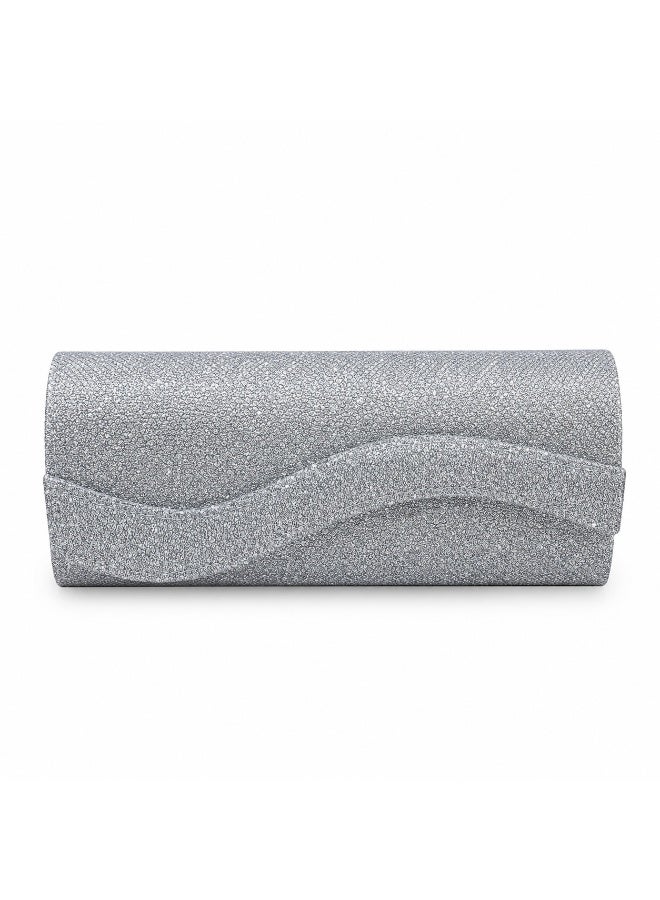 Vbranda Elegant evening clutch with a long rectangular shape, fully embellished with sparkling details VS-1-GRAY - Image 3