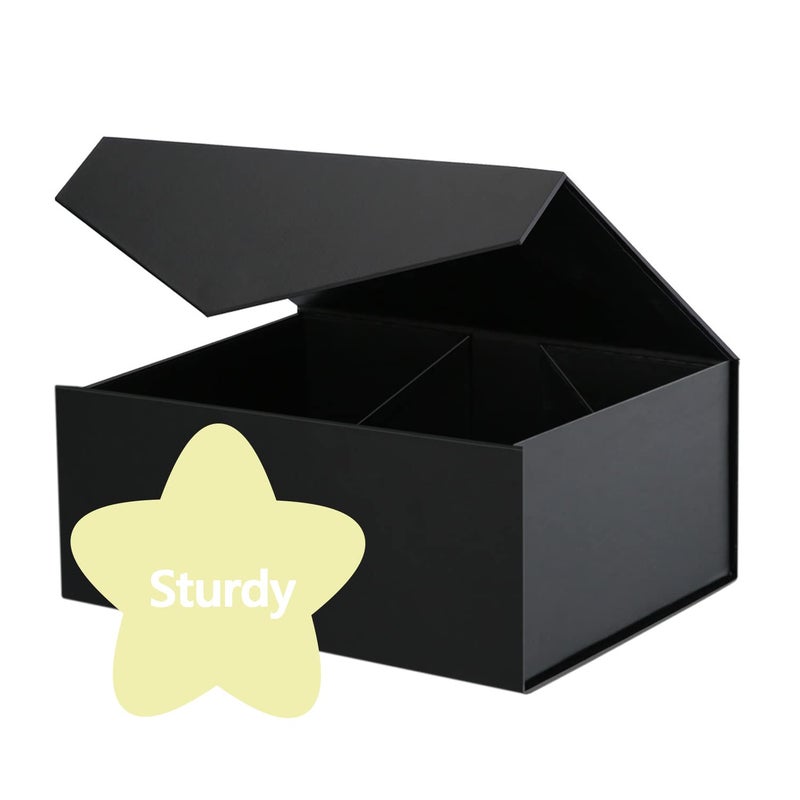 JINGUAN 6 Black Gift Boxes with Lids for Presents, Magnetic Closure Rectangle Collapsible Gift Boxes, Groomsman Proposal Boxes, Wedding, Birthday Gift Packaging (9x6.5x3.8 Inches) - Image 3