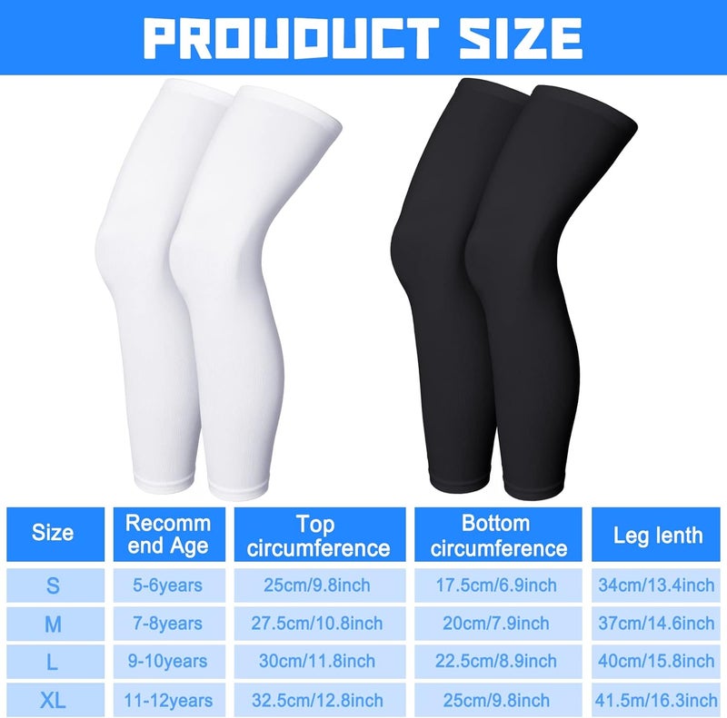 Summer children's sunscreen leg cover, ice silk UV protection boys and women's protective legs, outdoor thin leg cover baby breathable, white pair + black pair - Image 3