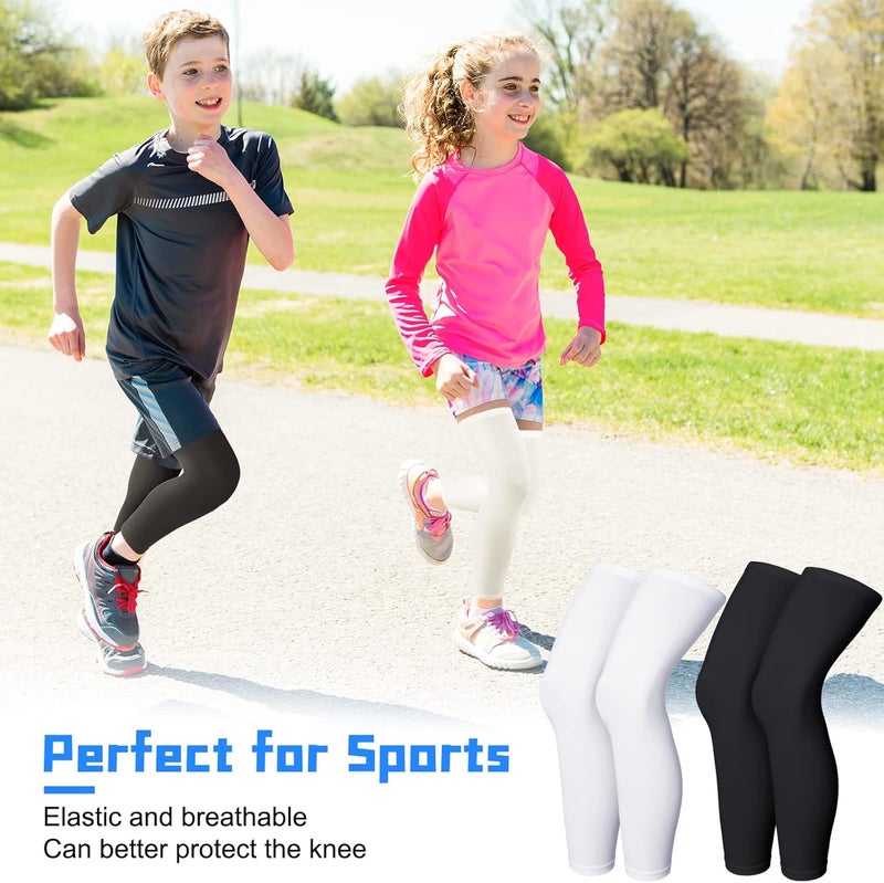 Summer children's sunscreen leg cover, ice silk UV protection boys and women's protective legs, outdoor thin leg cover baby breathable, white pair + black pair - Image 4