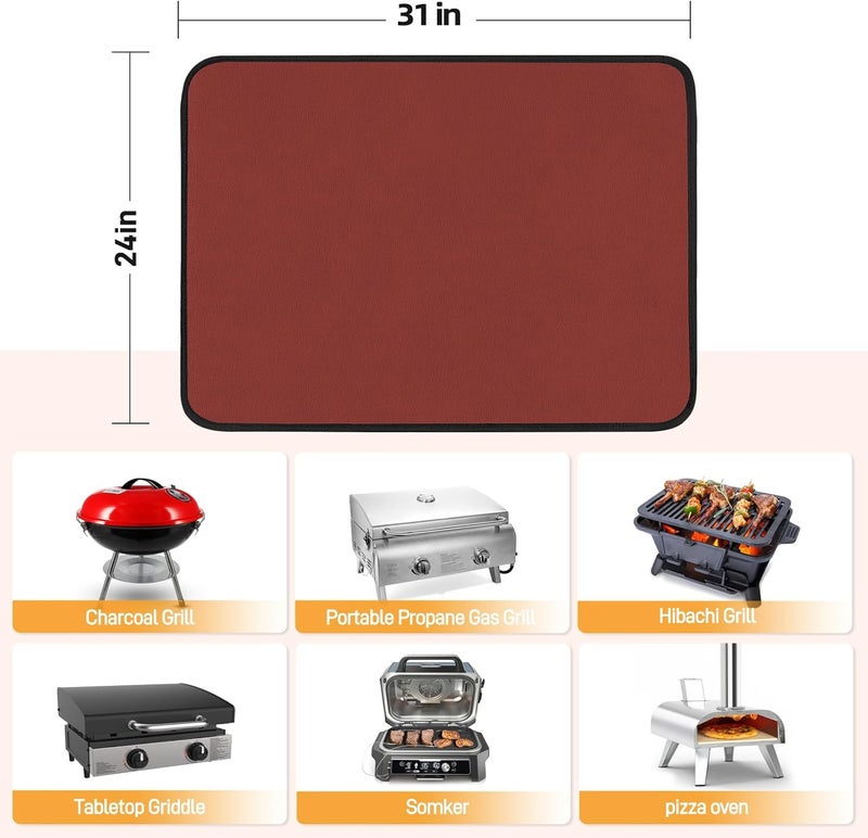 Amerbro 24x31in Heat Resistant Grill Mats for Outdoor Grill to Protect Your Prep Table and Outdoor Grill Table - Fire Proof & Water Proof & Oil Proof BBQ Mat - Red（1mm） - Image 5