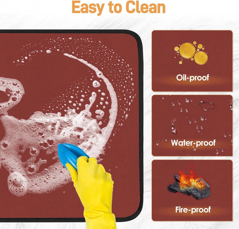 Amerbro 24x31in Heat Resistant Grill Mats for Outdoor Grill to Protect Your Prep Table and Outdoor Grill Table - Fire Proof & Water Proof & Oil Proof BBQ Mat - Red（1mm） - Image 4
