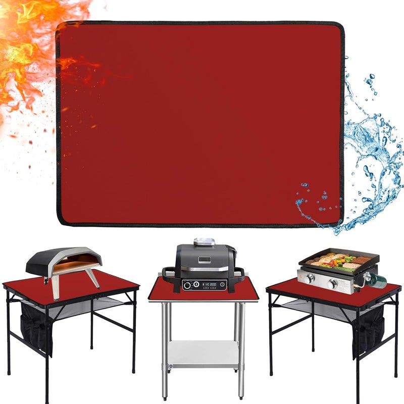 Amerbro 24x31in Heat Resistant Grill Mats for Outdoor Grill to Protect Your Prep Table and Outdoor Grill Table - Fire Proof & Water Proof & Oil Proof BBQ Mat - Red（1mm） - Image 1