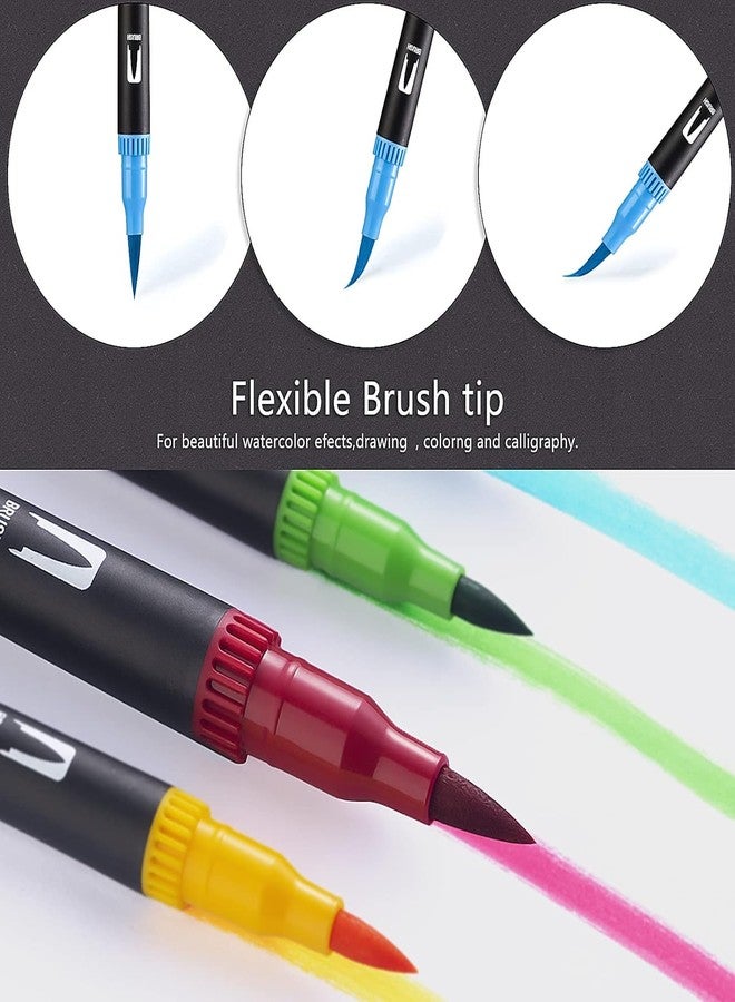 PATHOS INDIA 60 shade dual tip brush pens marker watercolor brush pen tip 0.4 Marker set of 60,Fine and Brush Tip Colored Pens for Coloring,Art,Sketching,Coloring Book,Drawing - Image 4