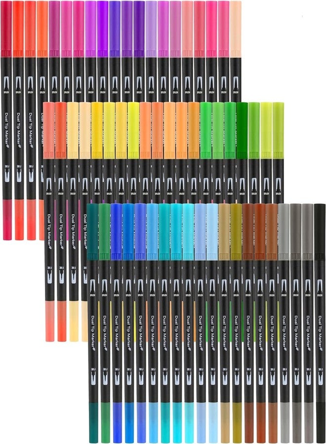 PATHOS INDIA 60 shade dual tip brush pens marker watercolor brush pen tip 0.4 Marker set of 60,Fine and Brush Tip Colored Pens for Coloring,Art,Sketching,Coloring Book,Drawing - Image 1
