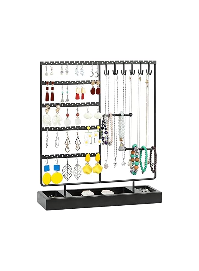 Zaboon Earring Holder,5-Tier Ear Stud Holder with Wooden Tray,Jewelry Organizer Holder for Earrings Necklaces Bracelets Watches and Rings,Earring Display Stand with 132 Holes - Image 2