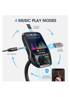 VicTsing VicTsing FM Transmitter Car 1.8" Color Screen Bluetooth Car Transmitter with 50% Higher Effeciency, 3 USB Ports with QC 3.0, 5 EQ Modes, Hands-Free Calling, U Disk/TF Card/Aux  - Image 5