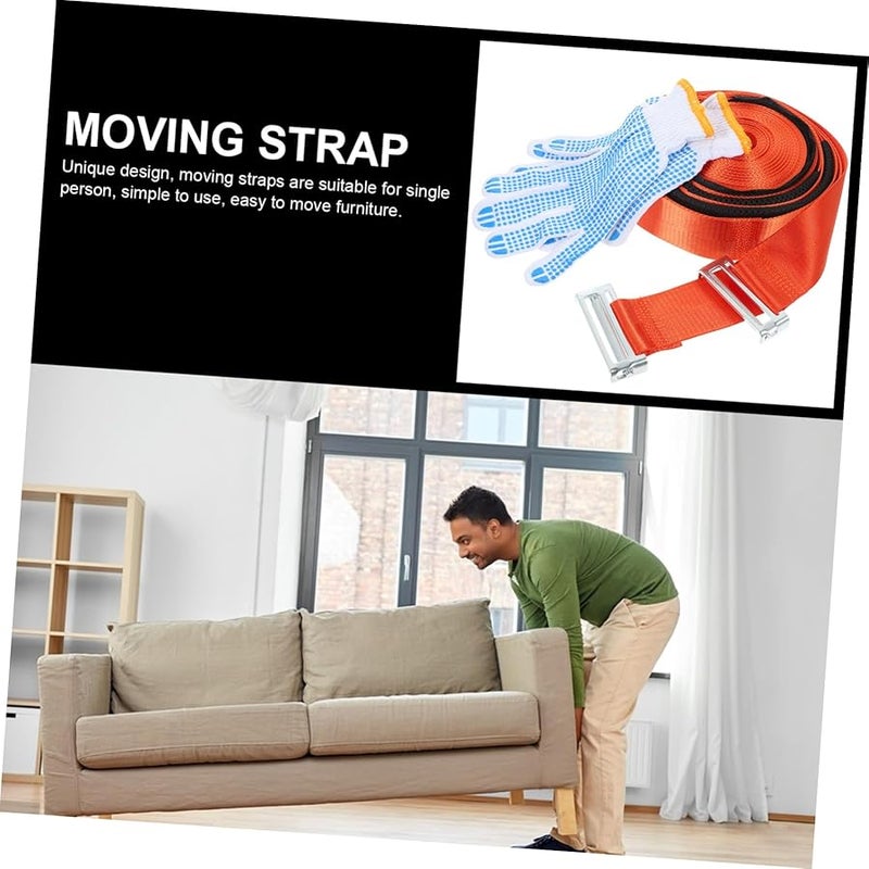 Orange Lifting Straps For Moving Heavy Furniture Appliances Durable Shoulder Carry System - Image 3