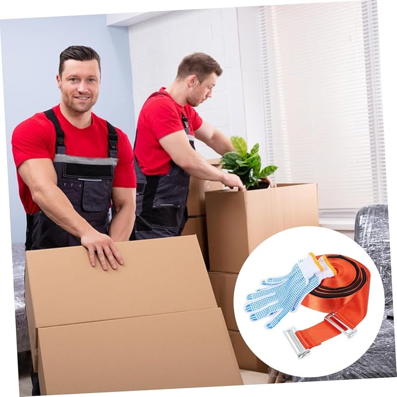 Orange Lifting Straps For Moving Heavy Furniture Appliances Durable Shoulder Carry System - Image 4