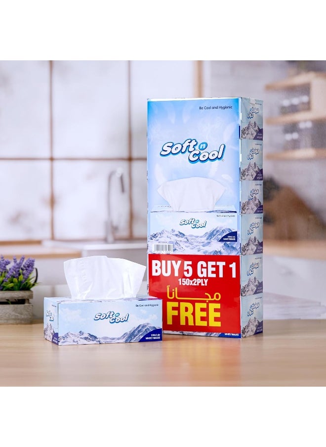 Soft n Cool - Soft N Cool Facial Tissue, 200 Sheets x 2 Ply, Pack of 5 + 1 Free - Image 1