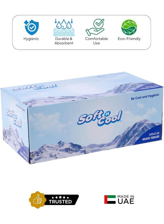 Soft n Cool - Soft N Cool Facial Tissue, 200 Sheets x 2 Ply, Pack of 5 + 1 Free - Image 1