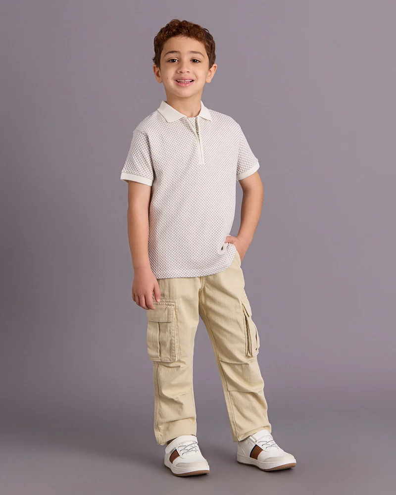 Redtag Boys Beige Cargo Pants