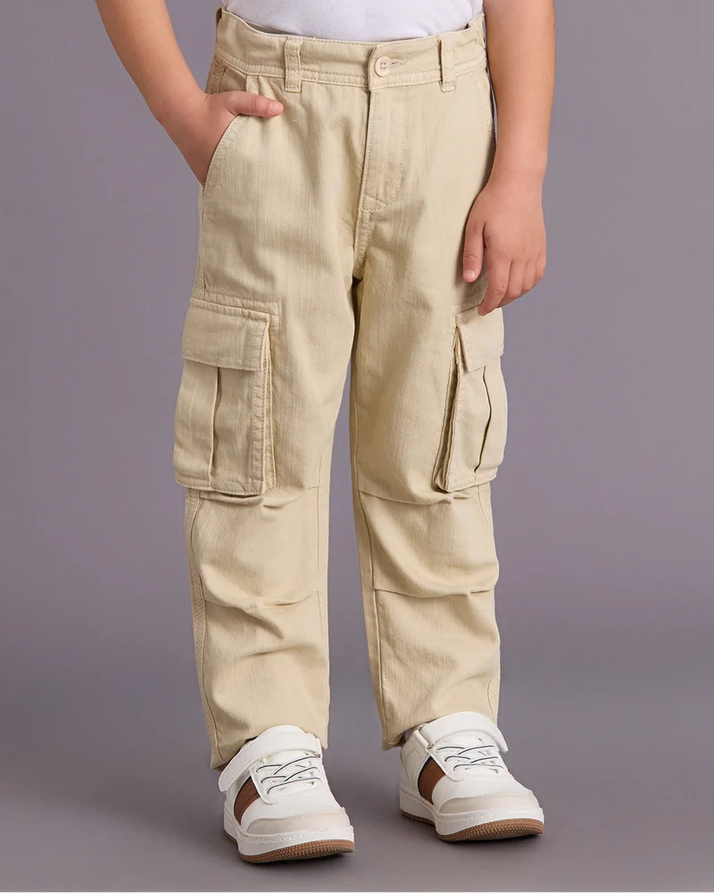 Redtag Boys Beige Cargo Pants