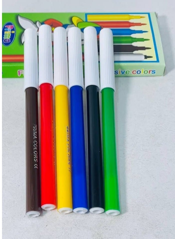 Felt-tip pens, box: 6 multi-colored felt-tip pens