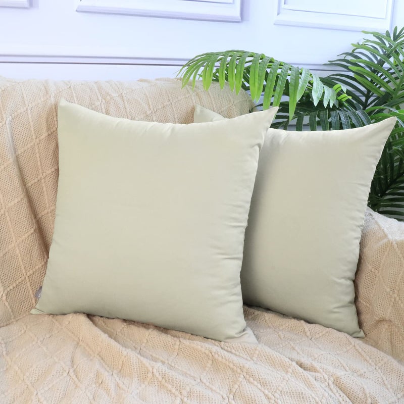 Thmyo 4-Pack 100% Cotton Comfortable Solid Decorative Throw Pillow Case Thmyo Square Cushion Cover Pillowcase Sublimation Blank Pillow Covers DIY Throw Pillowcase for Sofa Bedroom(16x16 inch/ 40x40cm Beige) - Image 2
