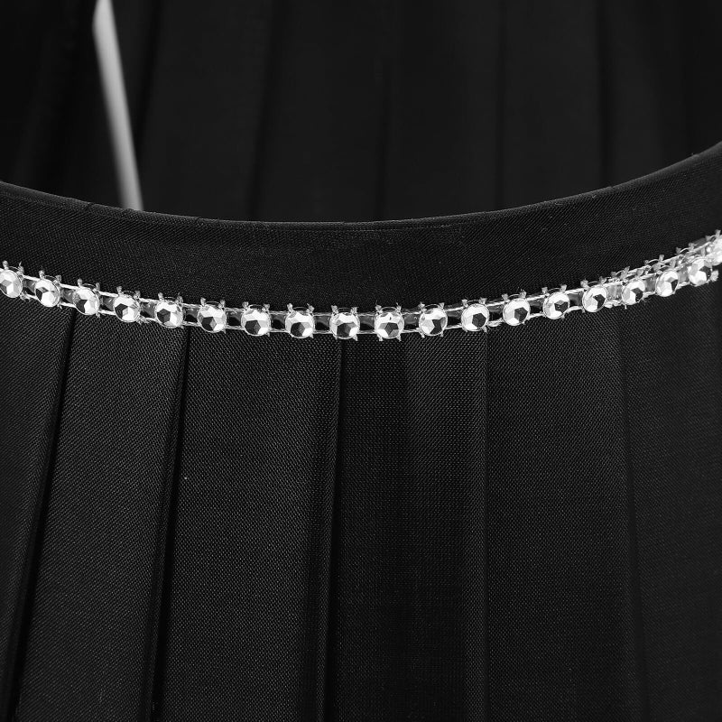 Pleated Fabric Lamp Shade with Rhinestones for Table Desk Bedroom Lounge Easy Install - Image 4