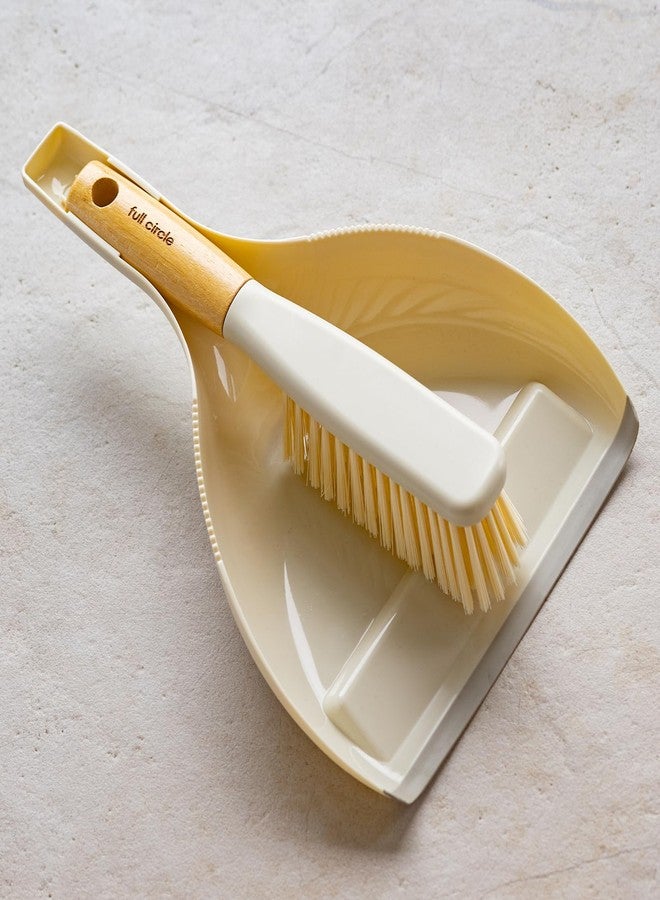 Full Circle Daily Sweep Dustpan & Brush Set with Rubber Edge, Built-in Lint Comb, Bamboo Handle, 50% Post-Consumer Recycled Plastic,Compact & Countertop-Worthy Design,Plastic-Free Packaging - Image 2