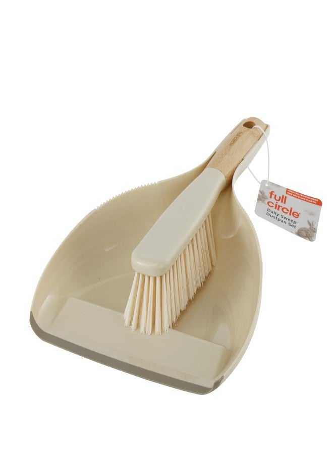 Full Circle Daily Sweep Dustpan & Brush Set with Rubber Edge, Built-in Lint Comb, Bamboo Handle, 50% Post-Consumer Recycled Plastic,Compact & Countertop-Worthy Design,Plastic-Free Packaging - Image 1