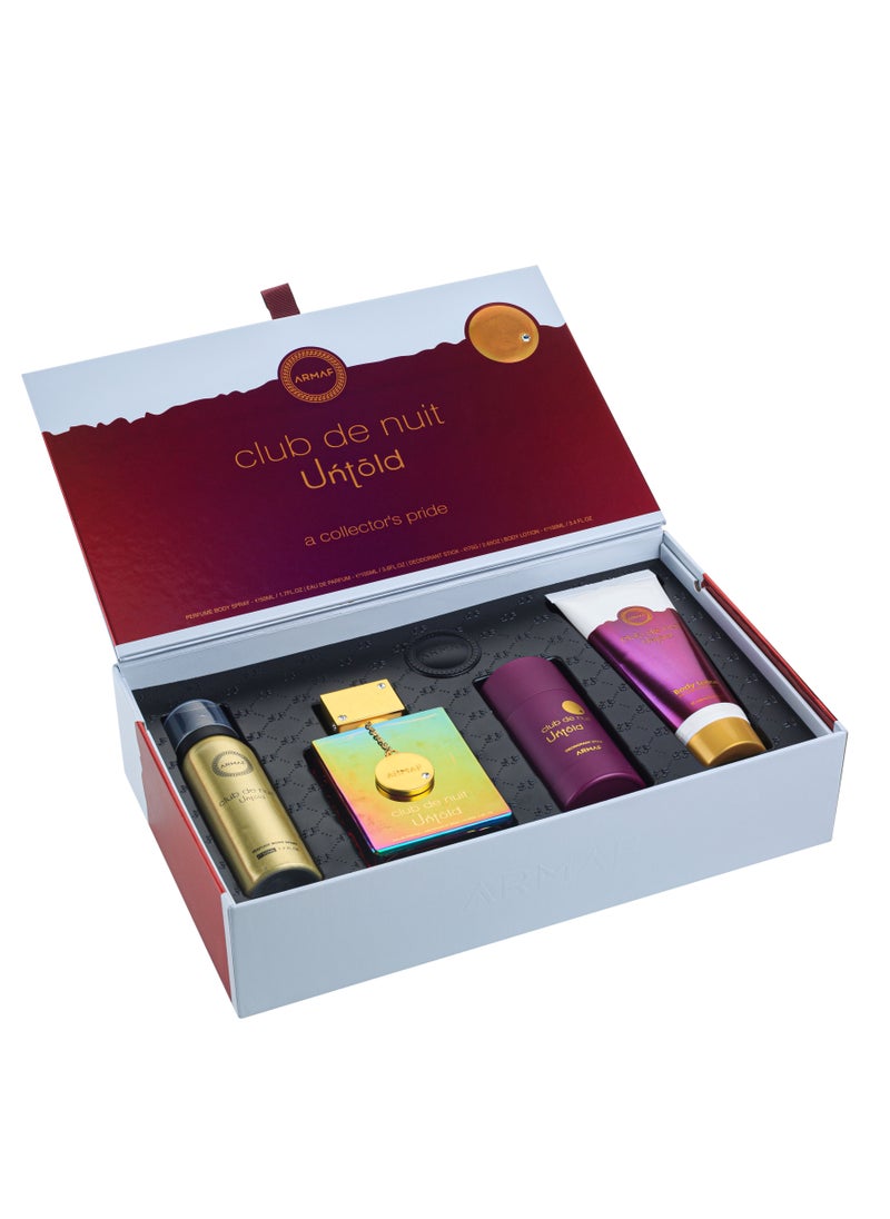 Armaf 4pc Club De Nuit Untold 50ml Body Spray+105ml Edp+75g Deo Stick+100ml Bodylotion  - Image 1