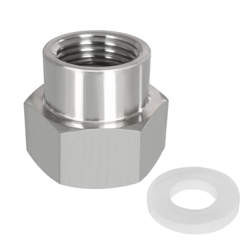 Fitvell Stainless Steel 3/4'' GHT Female x1/2''NPT Female Garden Hose Adapter,Water Hose Connector with washer - Image 1