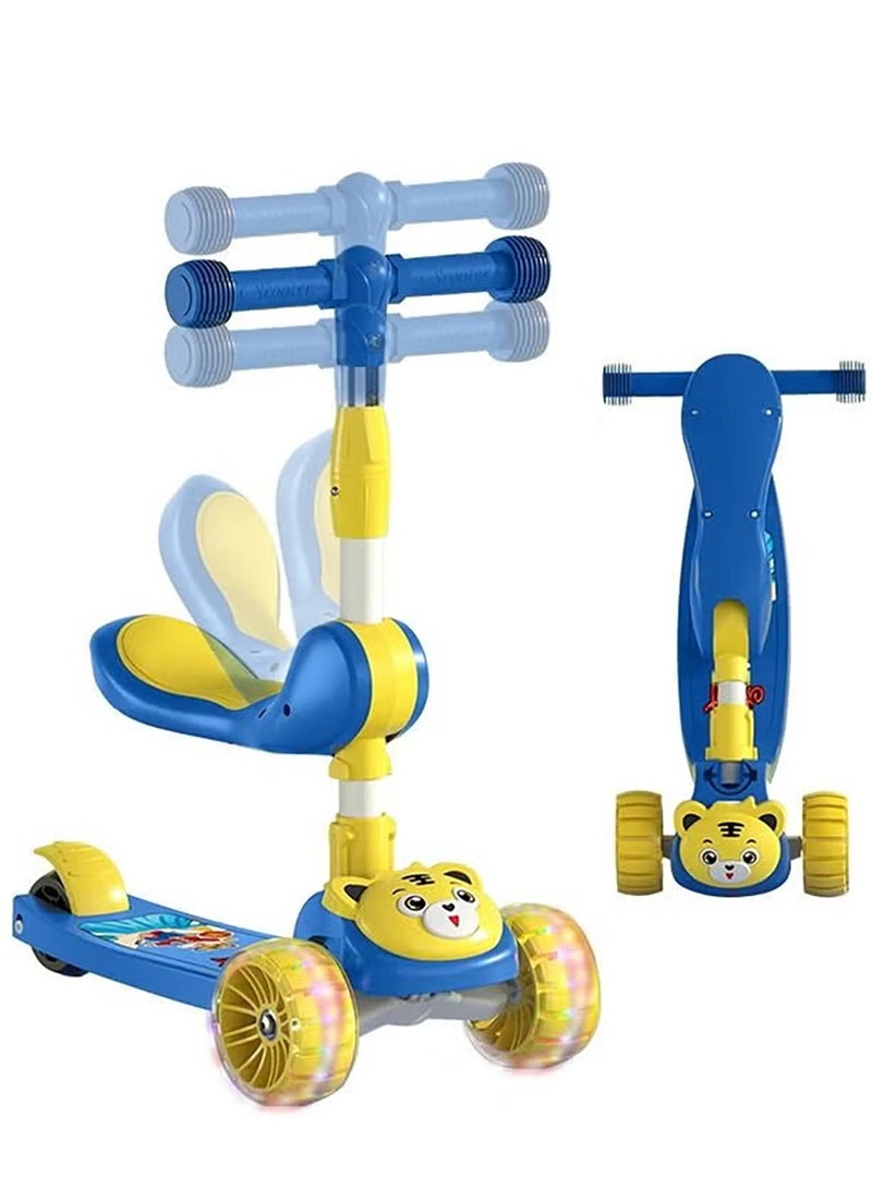 عربست سكوتر الأطفال، سكوتر بارتفاع قابل للتعديل مع عجلة وامضة وموسيقى، سكوتر قابل للطي للأطفال بعمر 3 سنوات فما فوق (أزرق) - Image 1