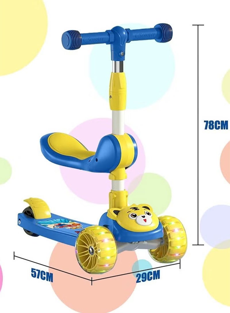 عربست سكوتر الأطفال، سكوتر بارتفاع قابل للتعديل مع عجلة وامضة وموسيقى، سكوتر قابل للطي للأطفال بعمر 3 سنوات فما فوق (أزرق) - Image 4