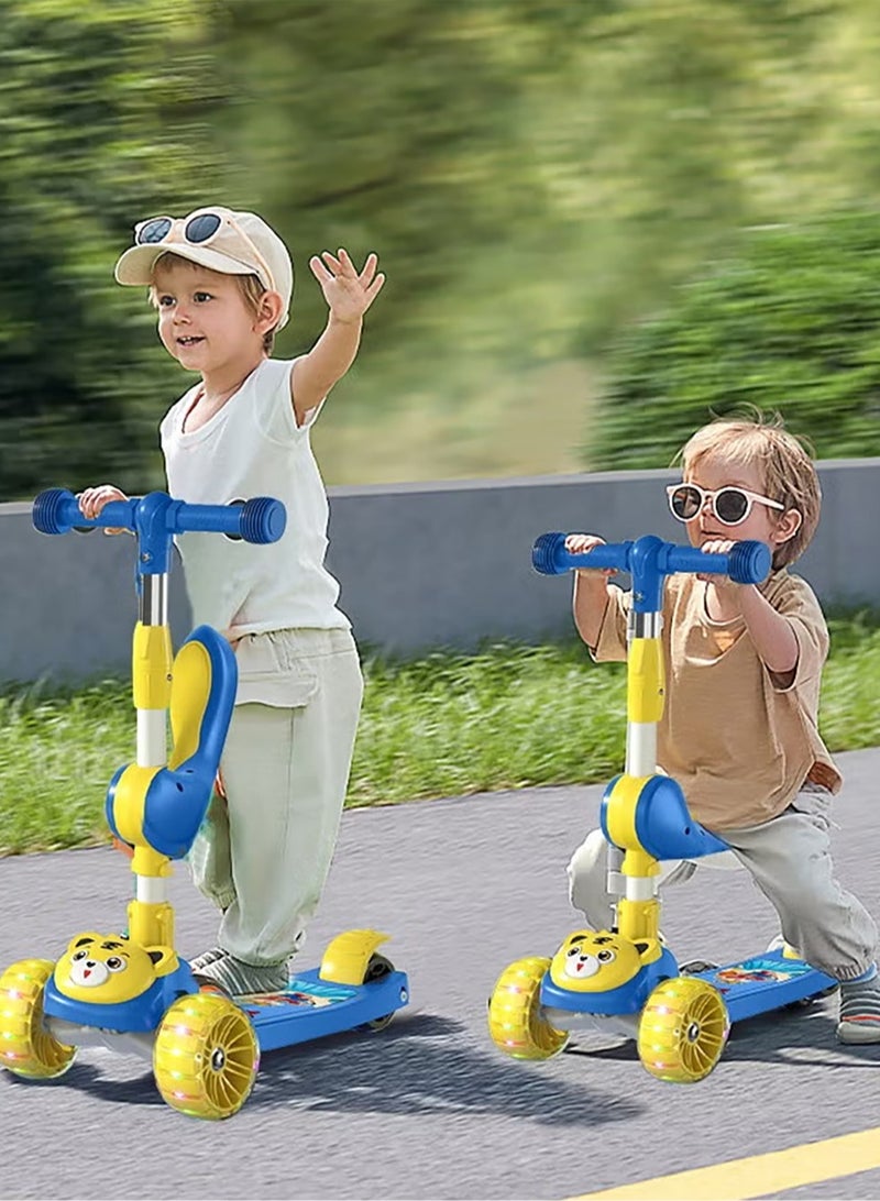 عربست سكوتر الأطفال، سكوتر بارتفاع قابل للتعديل مع عجلة وامضة وموسيقى، سكوتر قابل للطي للأطفال بعمر 3 سنوات فما فوق (أزرق) - Image 5