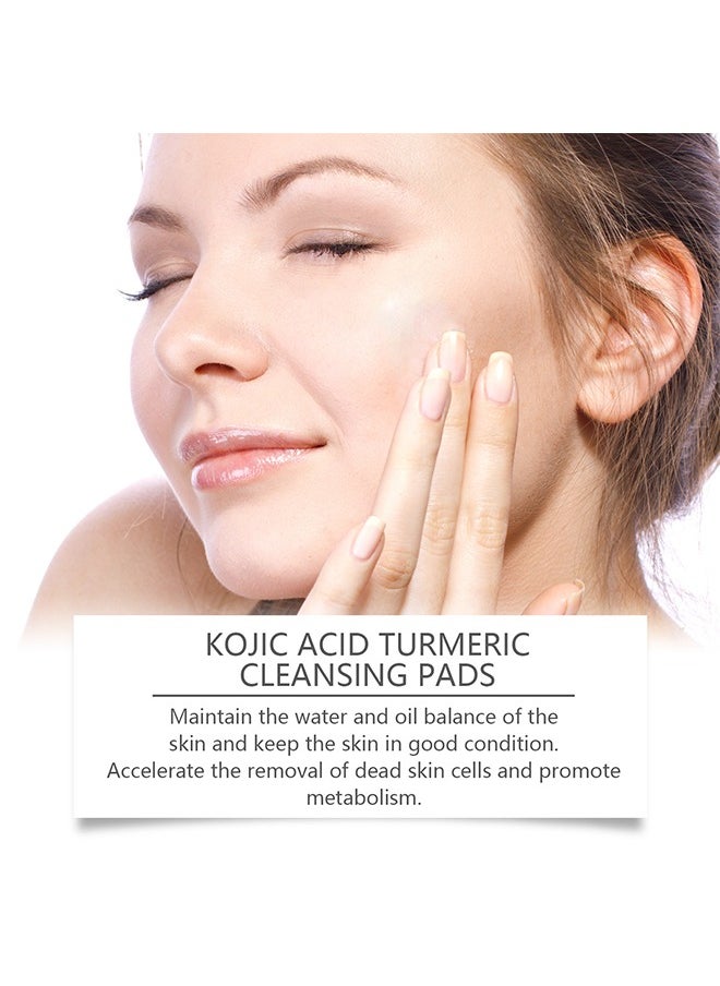 KOJIC ACID 40 Pcs Turmeric Cleansing Pads, Kojic Acid and Turmeric Cleansing Pads for Face and Body Remove Excess Keratin, Reduce Black Spots and Cleanse the Skin, Exfoliating, Acne Scars, Unclog Pores  - Image 5