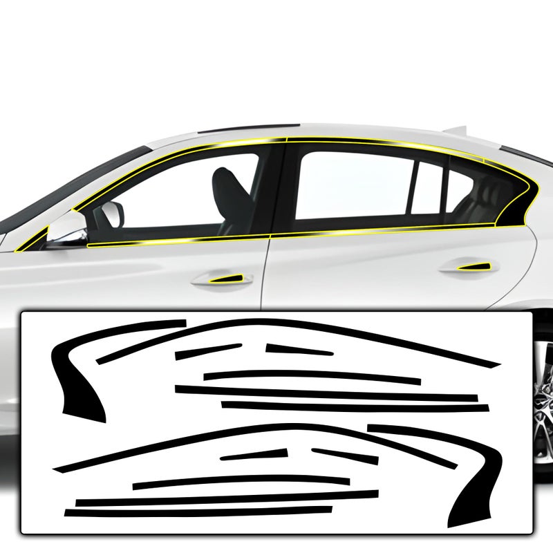 BOGAR TECH DESIGNS for Infiniti Q50 2018-2024 Side Window Chrome Delete â€“ Precut Vinyl Trim Overlay, Gloss Black Blackout Appearance - Image 1