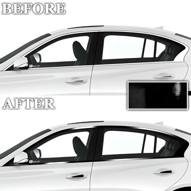 BOGAR TECH DESIGNS for Infiniti Q50 2018-2024 Side Window Chrome Delete â€“ Precut Vinyl Trim Overlay, Gloss Black Blackout Appearance - Image 3