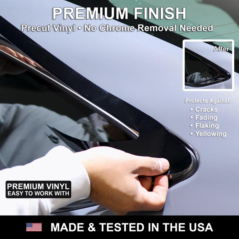 BOGAR TECH DESIGNS for Infiniti Q50 2018-2024 Side Window Chrome Delete â€“ Precut Vinyl Trim Overlay, Gloss Black Blackout Appearance - Image 4