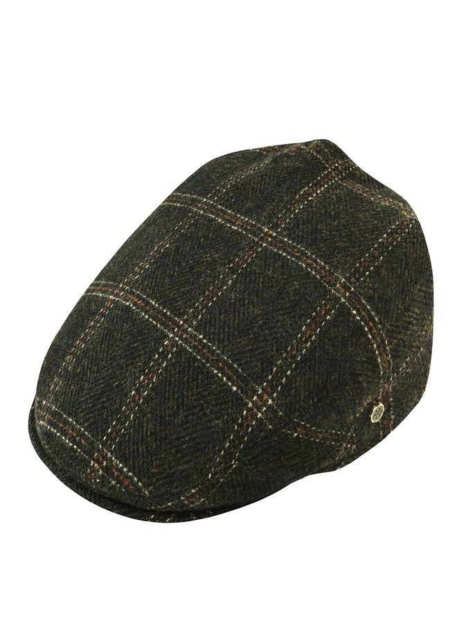VOBOOM Men's Herringbone Flat Ivy Newsboy Hat Wool Blend Gatsby Cabbie Cap, Plaid Green, 7 5/8 - Image 1