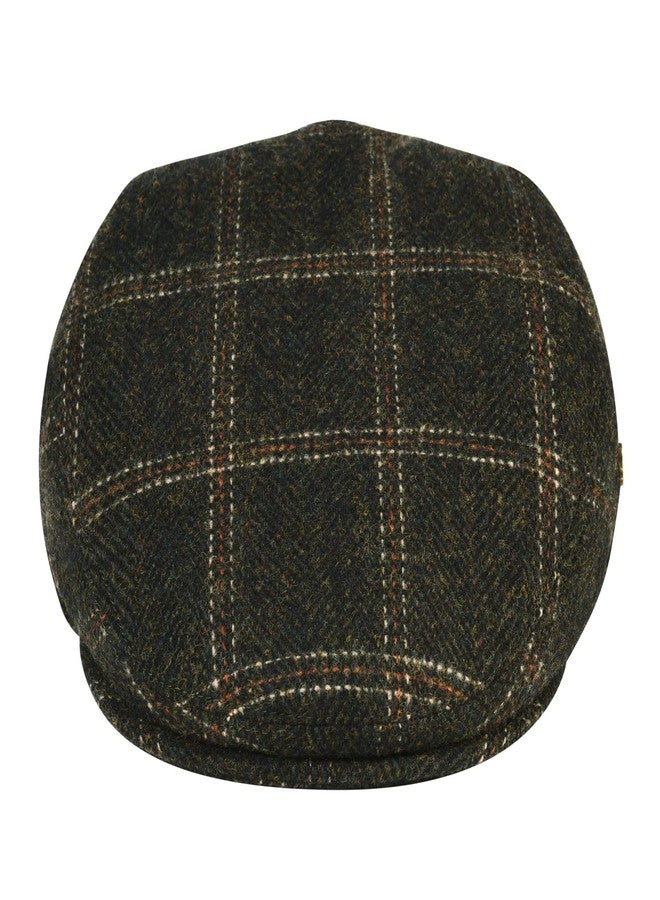 VOBOOM Men's Herringbone Flat Ivy Newsboy Hat Wool Blend Gatsby Cabbie Cap, Plaid Green, 7 5/8 - Image 3