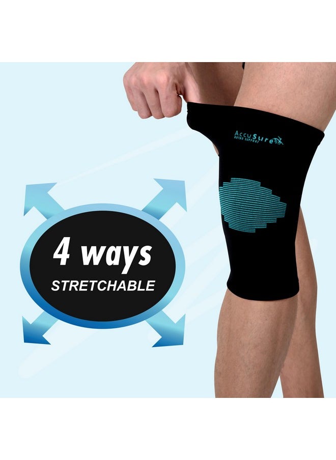 AccuSure - AccuSure Knee Brace Compression Sleeve- Best Support for Arthritis, Gym, Running, Basketball, Meniscus Tear, Sports, Joint Pain Relief, Injury Recovery For Men, Women|Pair - Image 1