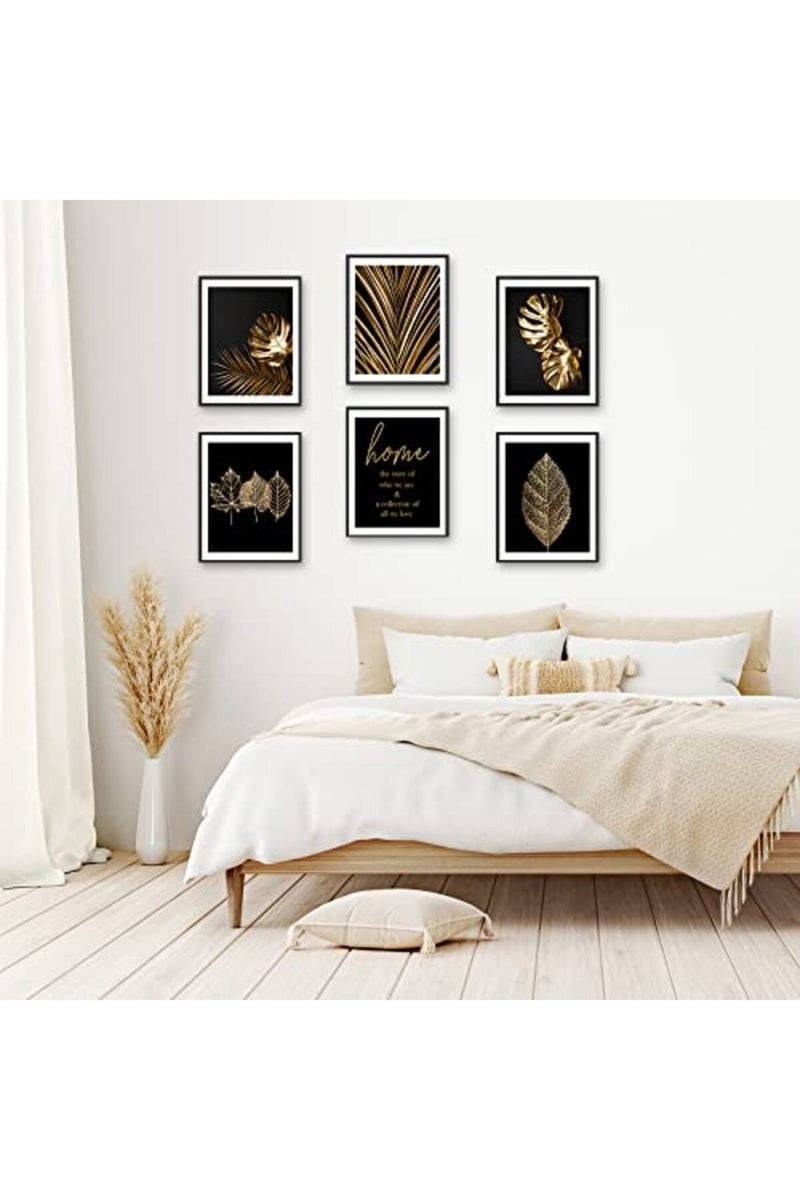HoozGee Gold Leaf Art Prints Modern Black Gold Botanical Tropical Plant Leaves Art Wall Pictures Canvas Prints Gallery Wall Art Poster Wall Decor Bedroom Room Home Decor (11"x14" UNFRAMED) - Image 5