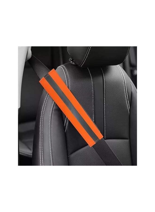 غطاء عاكس ضوء لحزام الأمان - قطعتان تناسب -برتقالي -جميع السيارات