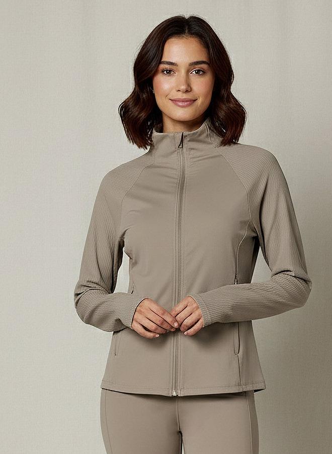 Active Women Ribbed Cropped Jacket - Image 1