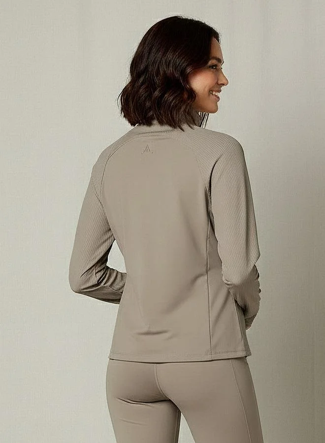 Splash Active BEIGE Women Ribbed Cropped Jacket for Women | Best Price UAE