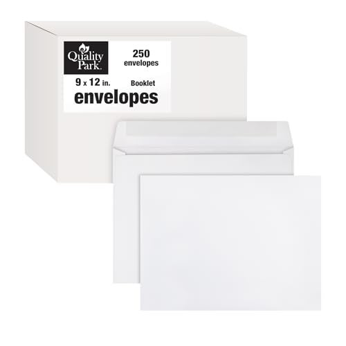 Quality Park Open-Side Booklet Envelope, Gummed, White, 9 x 12, 250 per Box, (37682) - Image 1