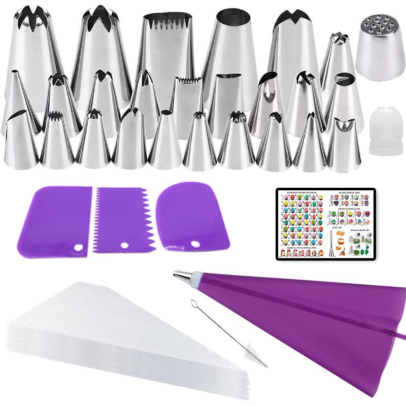 44-Piece Set Of Stainless Steel Piping Nozzle Suit Cake Piping Bag Converter Cake Baking Tools - Image 2