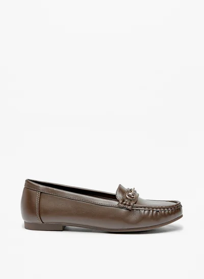 Flora Bella By Shoexpress Womens Metal Accented Slip On Loafers By Shoexpress