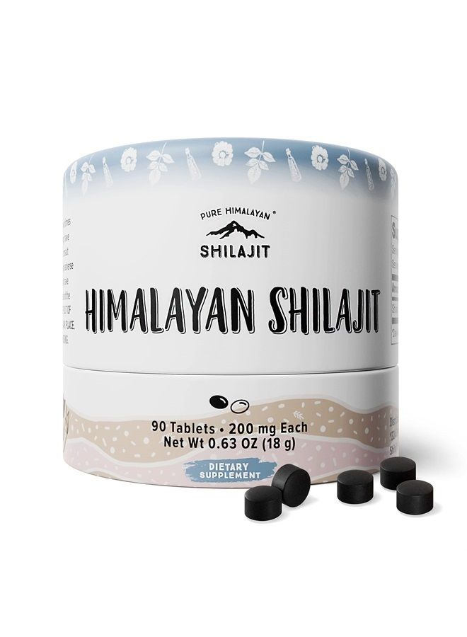 Pure Himalayan Shilajit أقراص 90 حبة (200 ملغ لكل منها) - حمض الفولفيك المستخرج من النباتات والمعادن النادرة، غذاء سوبر راسايانا أيورفيدا - Image 1