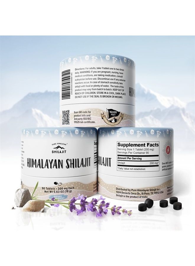 Pure Himalayan Shilajit أقراص 90 حبة (200 ملغ لكل منها) - حمض الفولفيك المستخرج من النباتات والمعادن النادرة، غذاء سوبر راسايانا أيورفيدا - Image 3