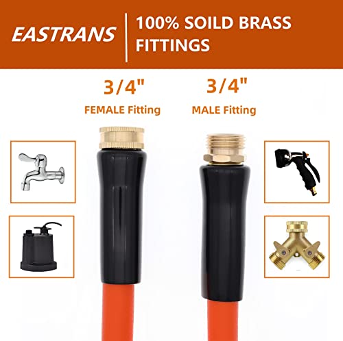 EASTRANS Short Garden Hose 5 ft x 58 Heavy Duty Orange Water Hose with 34 Solid Brass Connector Flexible Lightweight Durable Male to Female - Image 3