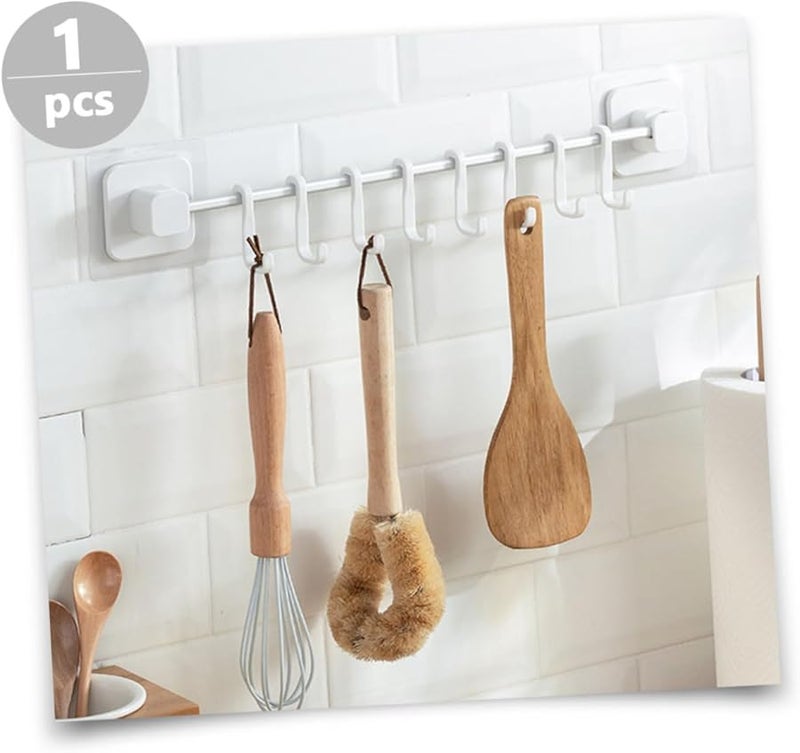 رفافة مطبخ معلقة على الحائط مع خطافات للأواني والمقالي والأدوات لتوفير المساحة - Image 5