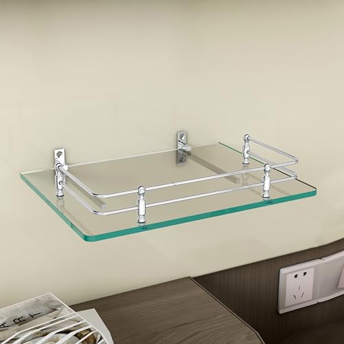 FORTUNE Multipurpose Glass Setup Box Shelf/TV Setup Box Stand/Set Top Box Stand/WiFi Router Stand with Heavy Wall Mount Brackets -12 X 9 INCH (Transparent) - Image 3