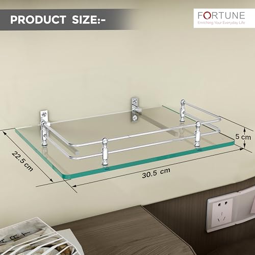 FORTUNE Multipurpose Glass Setup Box Shelf/TV Setup Box Stand/Set Top Box Stand/WiFi Router Stand with Heavy Wall Mount Brackets -12 X 9 INCH (Transparent) - Image 5