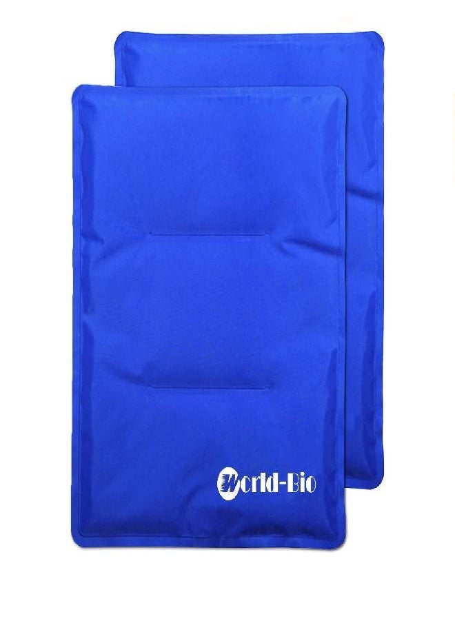 WORLD-BIO - WORLD-BIO Large Flexible Hip Ice Pack 2 packs for Injuries, Hot & Cold Therapy Pad for Shoulder, Back, Knee, Leg, Thigh, Soothing Pain from Bruises & Sprains, Muscle Aches, Stiff Joint, 11" x 14" Blue - Image 1