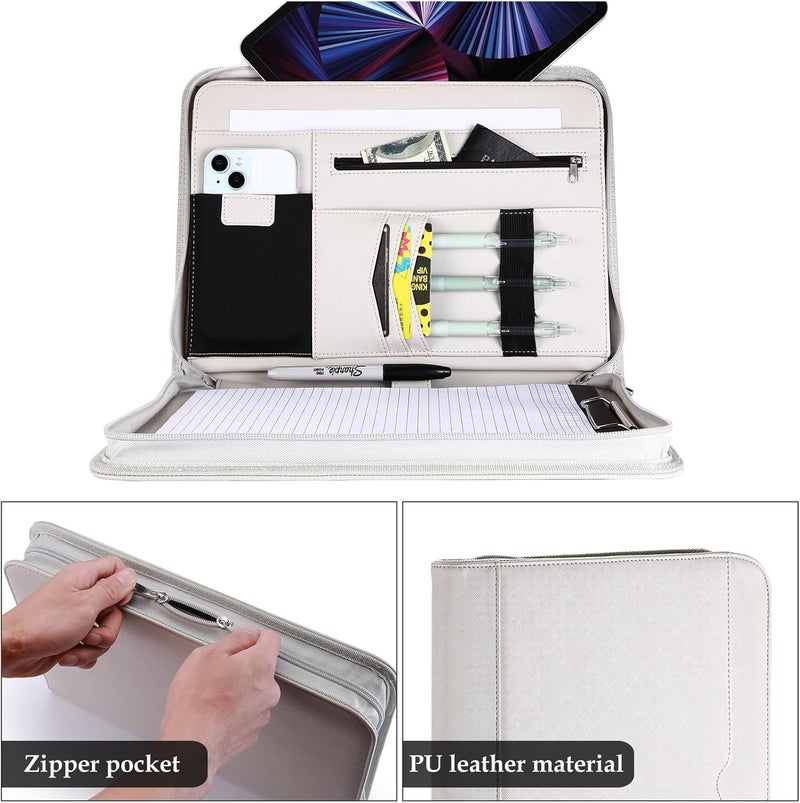 Procase Portfolio Business Padfolio Folder with Zipper, Conference Meeting Executive File Legal Document Organizer with Pockets Letter Size A4 Writing Pad Notepad Padfolio -Grey - Image 4