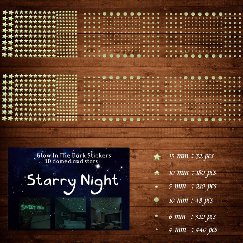 Neasyth 1230 PCS Glow in The Dark Stars Wall Stickers, 3D Adhesive Dots Decor Starry Sky Decor for Kids Bedroom or Birthday Gift,Beautiful Wall Decals (Green) - Image 1